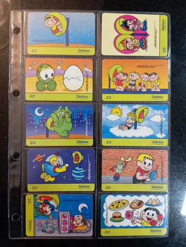 Belíssima coleção de cartões telefônicos da turma da Mônica, 1999, relíquia e nostalgia .