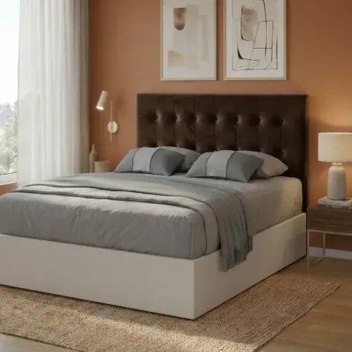 Cabeceira para Cama Casal Turquesa 1.42cm com Tecido Veludo