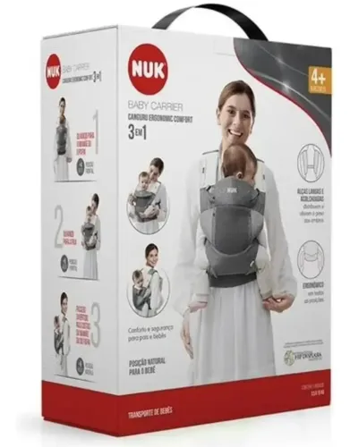 Canguru Ergonômico Confort 3 Posições até 15 kg Cinza Nuk R$250,00 Reais 