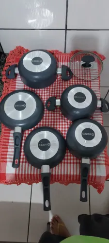 Jogo Conjunto 5 Panelas Cerâmica Casa do Chef Cinza 