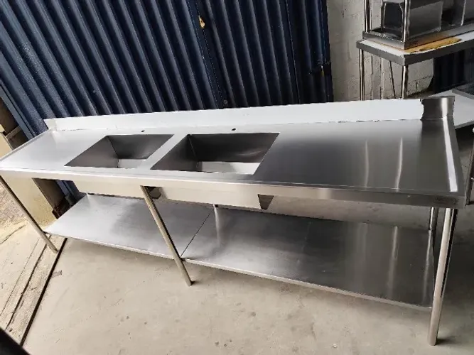Pia inox 2 bojos 1,80×0,60×0,90 prateleira (2×60×40)
