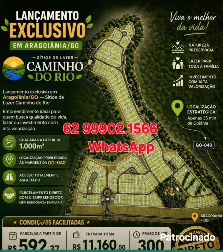 Chácaras Caminho do Rio Com Rio ( Aragoiânia Goiás)