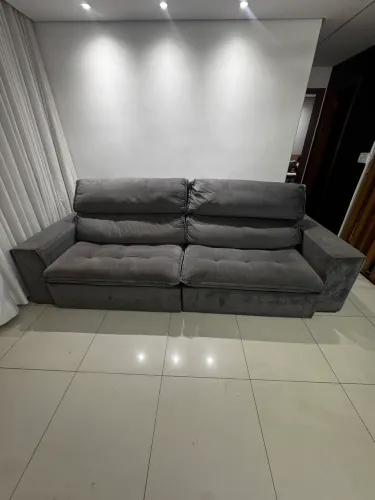Sofá Retrátil e Reclinável Cinza 2,90m - Super Confortável
