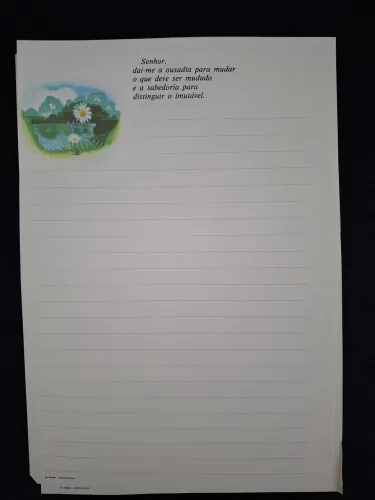 Papel de carta com linhas, anos 80