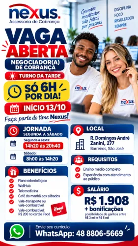 Vaga de Negociador(a) de Cobrança
