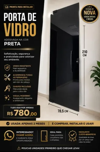 PORTA DE VIDRO 210 X 78,5