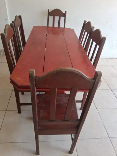 Conjunto cama e mesa c/6 cadeiras | Madeira de lei