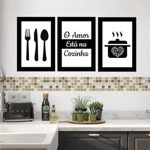 Kit 3 Quadros Decorativos Cozinha Cantinho Do Café