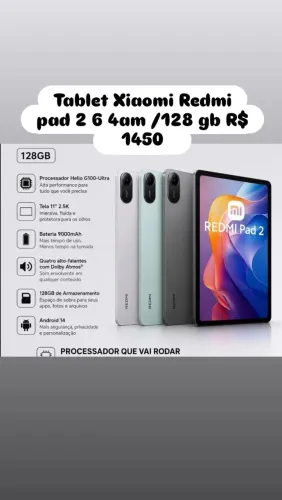 Tablet Xiaomi Redmi pad 2 6am /128 gb português