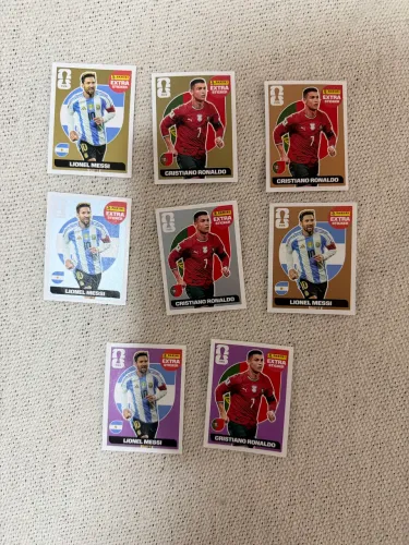 Kit 8 Figurinhas extra Sticker Messi e CR7