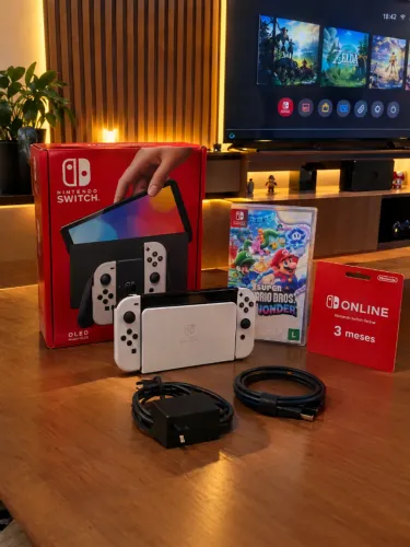 Nintendo Switch Oled Desbloqueado+128gbs - Na caixa