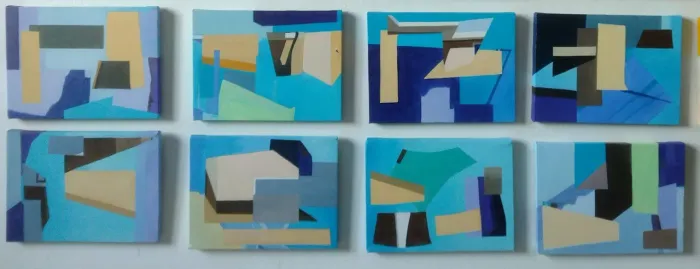 8 quadros abstratos 15x20 cm acrílico sobre tela
