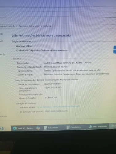 Computador Intel I5, 16Gb ram e SSD 256gb