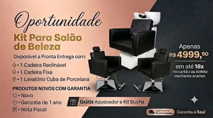 Móveis Para Salão de Beleza com Cadeira Reclinável e Lavatório Cuba de Porcelana