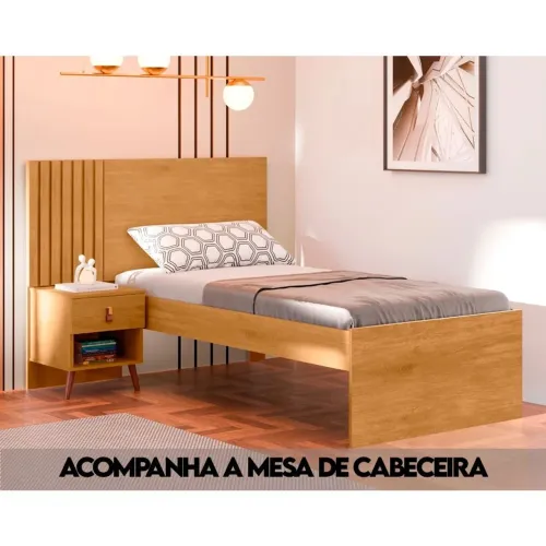 Cama de Solteiro Ripada em MDF e MDP Lady Nature