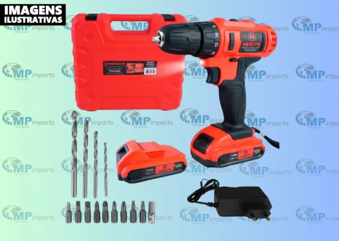 Loja MP Imports: Parafusadeira Recarregável 12v 35nm Kit 15 Acessórios Hercos