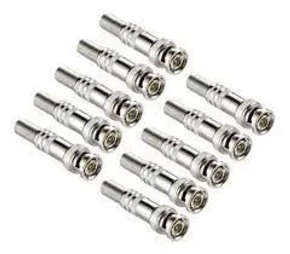 Kit Conector Bnc Com Mola/parafuso Plug Cftv 10 Peças