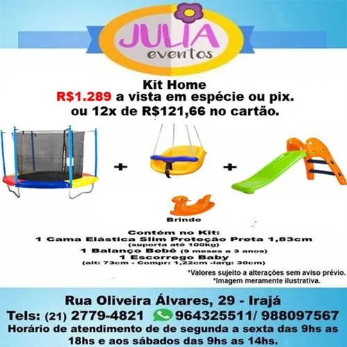 Balanço bebê + escorrego baby + pula pula 1,83cm