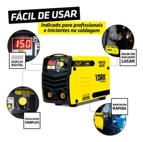 Máquina De Solda Inverter Super Tork Profissional Kab 150 Micro