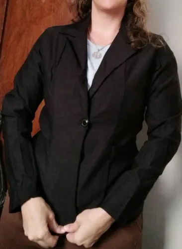 Blazer casaco casual preto sem bolso, tamanho único!