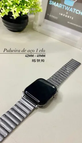 Pulseira Aço 1 Elo para Smartwatches 42mm e 49mm - Nova