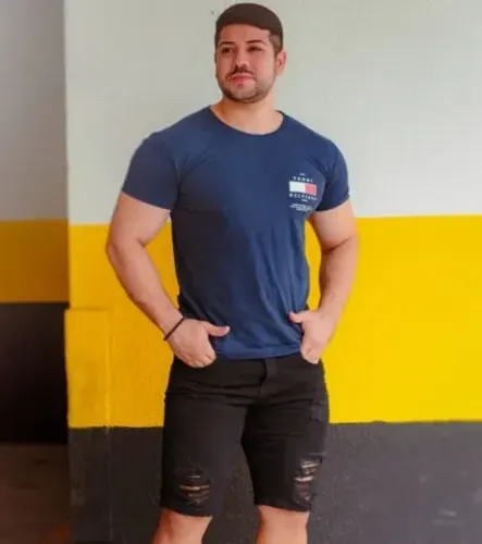 Bermuda jeans masculina 100% algodão 