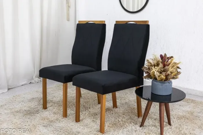 2 Cadeiras Lisboa Madeira Maciça Preto Frete Grátis - Até 12x S/ Juros 