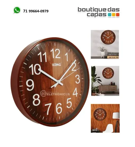 Relógio de Parede Grande para cozinha sala escritorio 30cm Analógico Redondo e Decorativo
