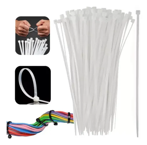 Pacote Com 100 Abraçadeira Nylon Enforca Gato 4,8mm x 20cm - Branco BOM5503