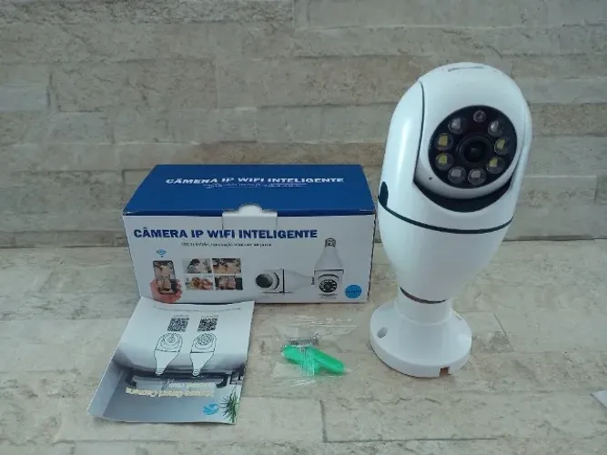 Câmera Lâmpada IP WiFi Giratória 360º Full HD