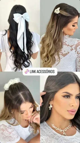 Acessórios de cabelo pente laço flor 