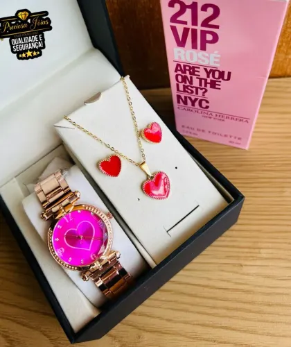 KitFeminino relógio/ conjunto e perfume 