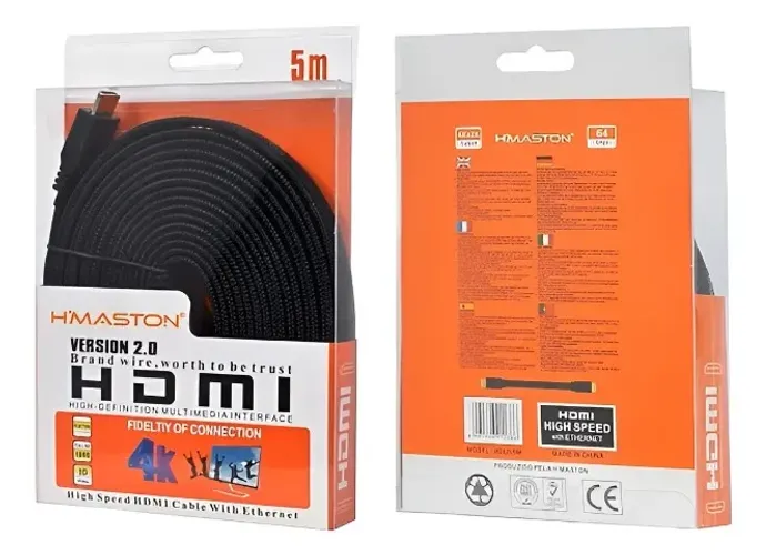 Cabo Hdmi 5m 2.0 H'maston - Full Hd 4k 3d Ethernet Premium Loja Coimbra Computadores