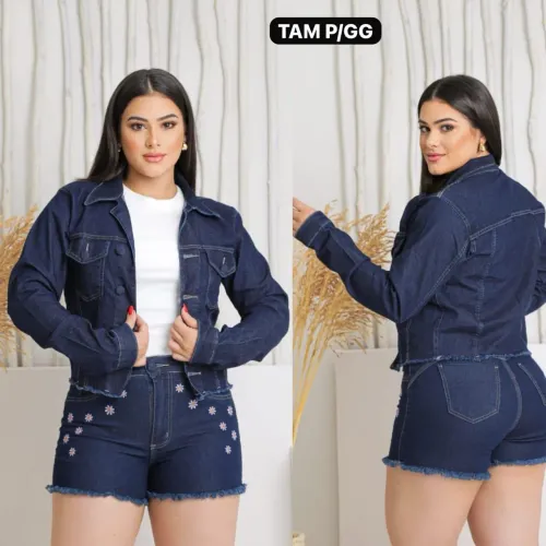 Jaqueta Jeans Feminina 100% Jeans Disponível no P e M com Lycra 