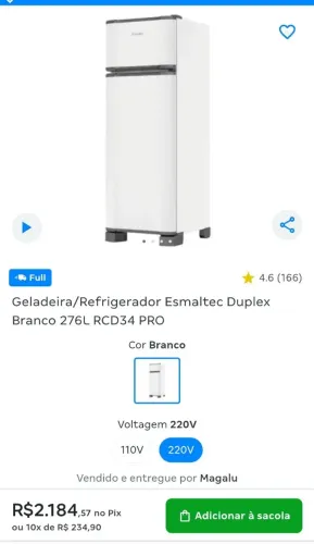 Refrigerador Esmaltec Dúplex Branco 276l RCD 34