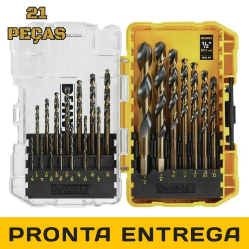 KIT 21 BROCAS AÇO RÁPIDO TITANIUM DEWALT