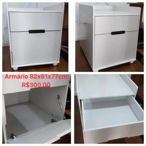 Trocador, Ideal para bebês recém nascidos - Armário Branco Trocador - 82x61x77cm