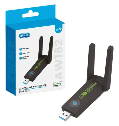 Adaptador wi fi Wireless USB Dual Band 2.4 5.0 ghz Knup AW162