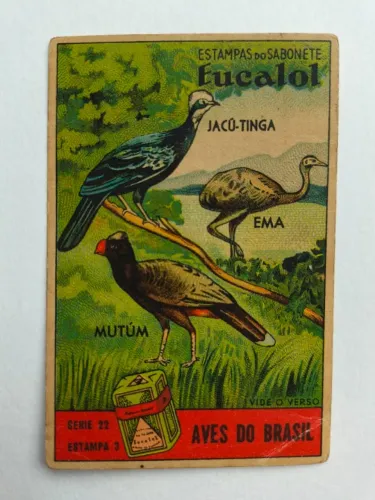 Antiguidade - Estampa do sabonete Eucalol - Aves do Brasil - Ema