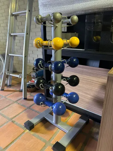 Suporte de halteres + halteres 