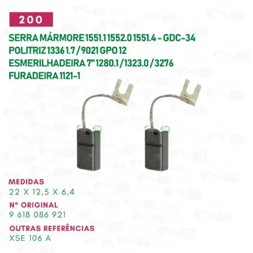 escova carvão para serra marmore motor reparo cod: 200