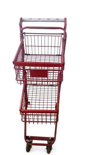 Carrinho de Compras 2 Cestos de Ferro e Plástico 