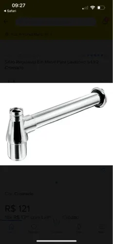 Sifão Copo Rígido para Lavatório Cromado 1.1/2" Esteves