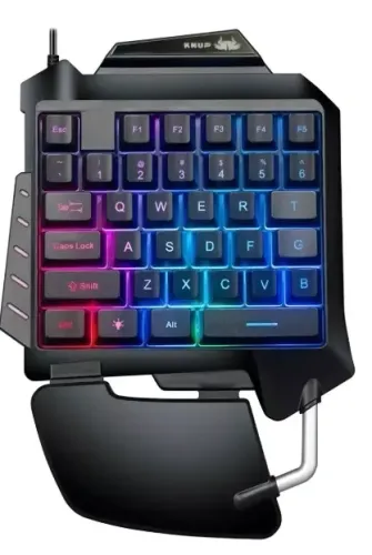 Teclado Gamer Single Hand Rainbow Lighting Apoio De Punho Knup