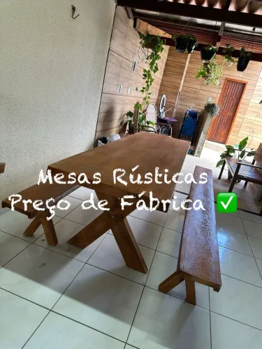 Mesa Em Madeira Rústica 