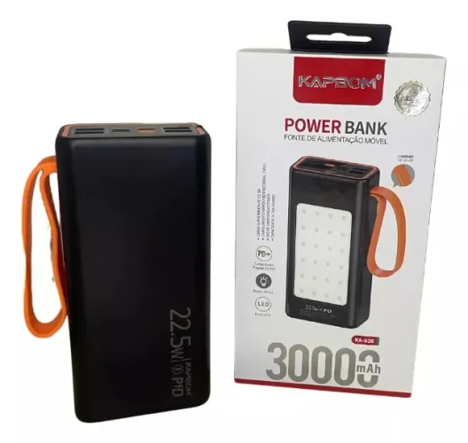 Carregador Portátil 30000mah Power Bank Turbo 22.5w - Lanterna Bivolt Loja Coimbra Entrega