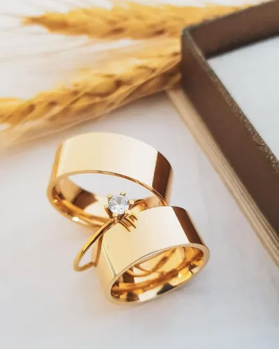 KIT TRIO DE ALIANÇAS NOIVADO E CASAMENTO 
