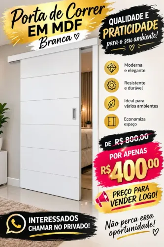 Porta de correr de MDF menos de 2 meses de uso vendendo porque estou mudando de espaço