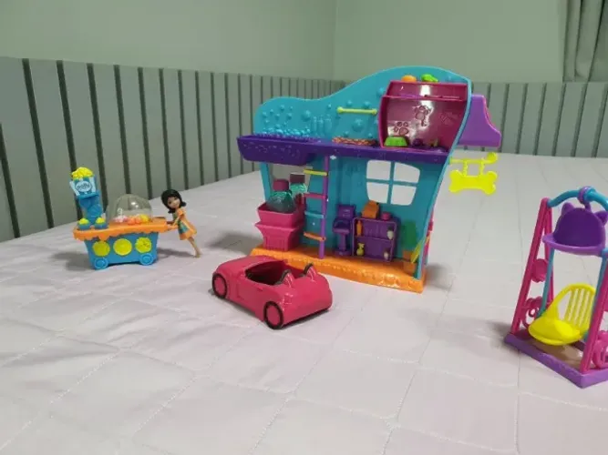 Boneca Polly - Kit PetShop + Balanço + Carro + Pipoqueira + 1 boneca