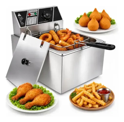 Fritadeira Elétrica Industrial 1 Cuba 10l Econômica 110/220v